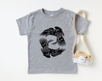 Odin's Ravens Toddler T-Shirt | Huginn and Munnin Kids Tee | Norse Mythology Children's Shirt | Nordic Viking Clothing for Boys or Girls