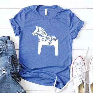 Swedish Horse Unisex T-Shirt | Dala Horse Graphic Tee | Traditional Scandinavian Folk Art Shirt | Sweden Roots Clothing for Men or Women
