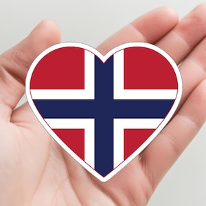 Norwegian Heart Sticker, Flag of Norway Vinyl Decal, Norwegian Pride Laptop Sticker, Norway Flag Water Bottle Decal, Gift for Norwegian