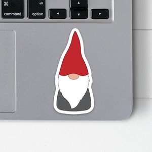 Scandinavian Gnome Sticker, Red Hat Tomten Laptop Decal, Nisse Sticker for Car Window, Scandinavian Gift Ideas, Nordic Design Sticker
