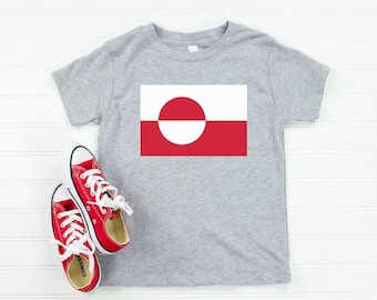 Greenlandic Flag Toddler Tee | Flag of Greenland Kids T-Shirt | Greenland Roots Children's Tee | Visit Greenland Souvenir Toddler Clothing