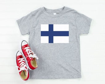 Finnish Flag Toddler Tee | Flag of Finland Kids T-Shirt | Finnish Souvenir Shirt for Children | Helsinki Tampere Turku Oulu Finnish Roots