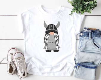 Viking Girl Gnome Toddler Tee | Scandinavian Tomten Kids T-Shirt | Nordic Nisse Childrens Shirt | Norwegian Swedish Danish Icelandic Finnish
