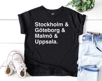 Cities Of Sweden Toddler T-Shirt | Swedish Place Names Kids Shirt | Visit Sweden Children's Tee | Swedish Heritage Clothing GIft