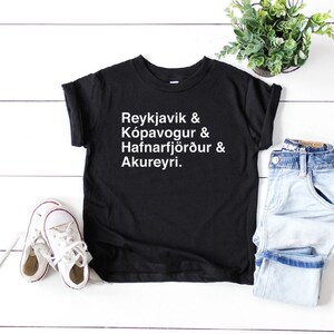 Cities Of Iceland Toddler Tee Icelandic Souvenir Kids T-Shirt Reykjavik Kopavogur Hafnarfjorthur Akureyri Shirt Icelandic Children Tee imagem 1