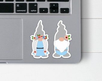 Midsummer Scandinavian Gnome Stickers | Flower Tomte Vinyl Laptop Decals | Nisse Sticker for Car Window | Swedish Midsommar Gift