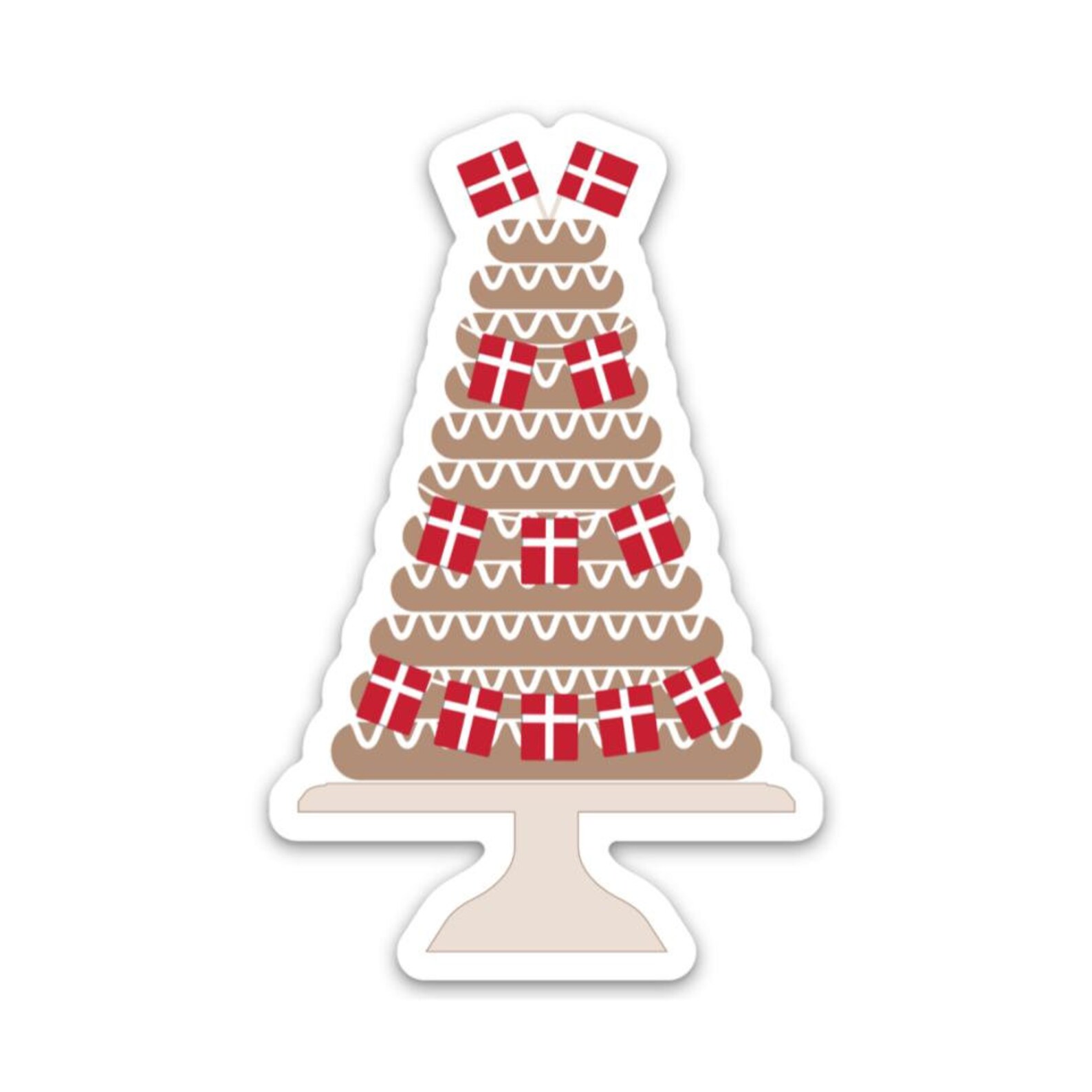 Denmark Meme Sticker Danish Flag Kransekage Sticker | Flag of Denmark Traditional Cake Decal ...