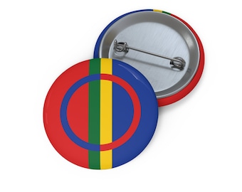 Sami Flag Pin Back Button | Flag of Sapmi 1.25" Button | Sami Pride Gift | Visit Lapland Souvenir Badge | Norway Sweden Finland Russian Pin