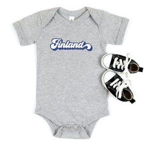Retro Finland Baby Bodysuit | Vintage Finnish Infant Outfit | Scandinavian Kids Clothing | Nordic Design Children&#39;s Clothes Gift