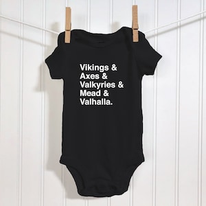 Viking Life Baby Bodysuit | Future Viking Infant Outfit | Viking Axes Valkyries Mead and Valhalla Shirt | Scandinavian Baby Shower Gift