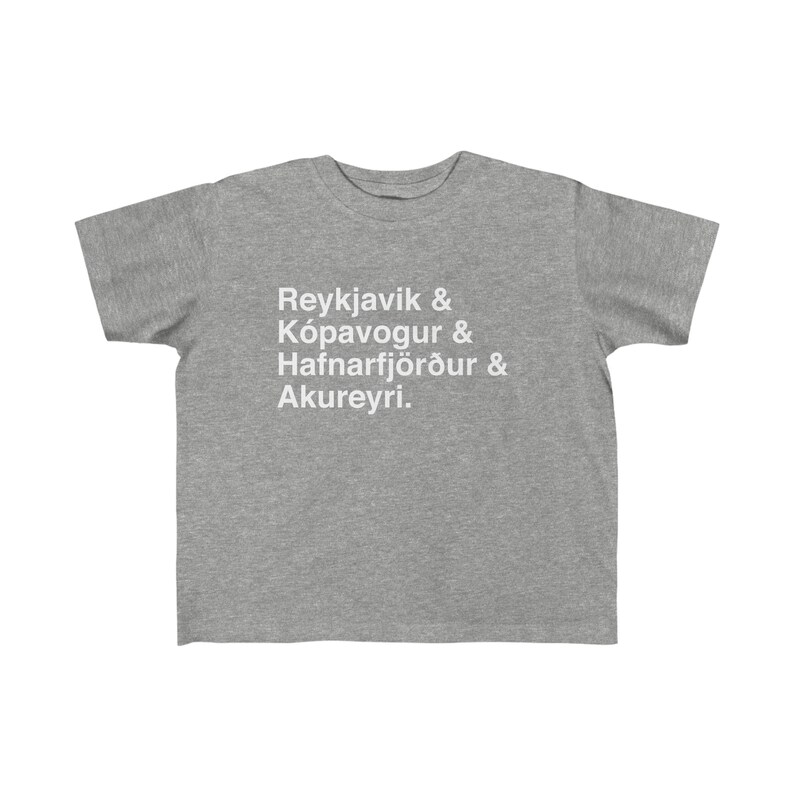 Cities Of Iceland Toddler Tee Icelandic Souvenir Kids T-Shirt Reykjavik Kopavogur Hafnarfjorthur Akureyri Shirt Icelandic Children Tee image 2