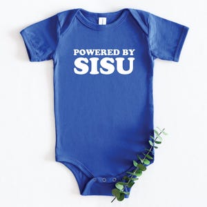 Powered By Sisu Baby Bodysuit | Finnish Infant Outfit | Funny Nordic Baby Shower Gift | Someone In Finland Loves Me Baby Romper