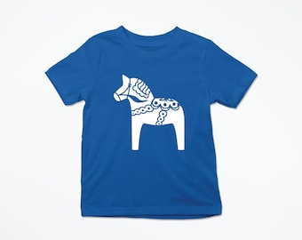 Swedish Horse Toddler Tee | Dala Horse Kids T-Shirt | Scandinavian Folk Art Children's Shirt | Dalarna Stockholm Malmo Gothenburg Gift