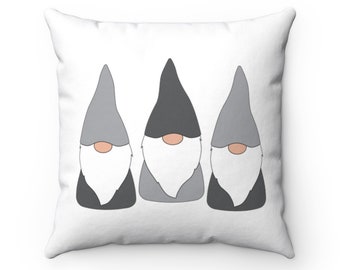 Scandinavian Gnomes Square Pillow Cover | Swedish Tomten Pillow Case | Norwegian Nisse Home Decor | God Jul Pillow | Nordic Christmas Gift