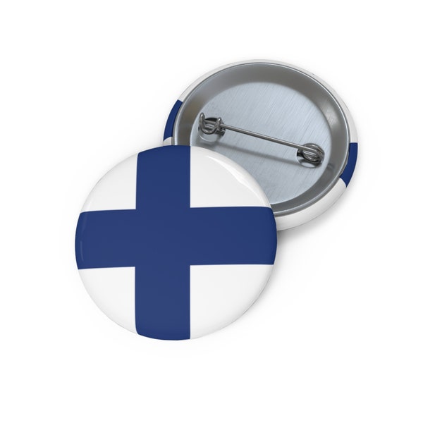 Finnish Flag Pin Back Button | Flag of Finland 1.25" Button | Finnish Pride Gift | Visit Finland Souvenir | Nordic Collectible Badge