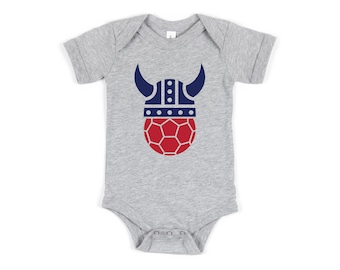 Norway Football Baby Bodysuit, Norwegian World Cup Soccer Team Infant Outfit, Ro Norge Viking Hat Soccer Ball Newborn Romper, Norwegian Fan