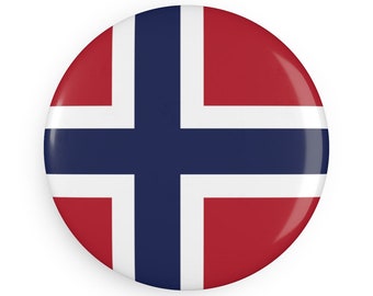 Norwegian Flag Magnet | Flag of Norway 1.25" Flat Back Magnet | Norwegian Pride Gift | Visit Norway Souvenir | Nordic Collectible Magnet