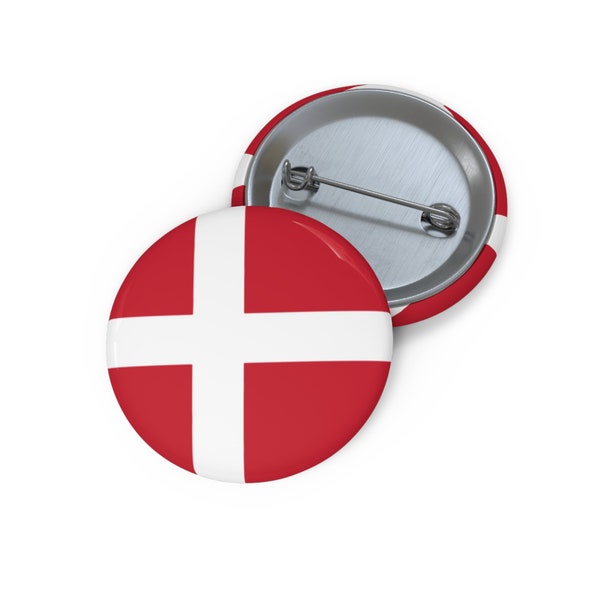 Danish Flag Pin Back Button | Flag of Denmark 1.25" Button | Danish Pride Gift | Visit Denmark Souvenir | Scandinavian Collectible Badge