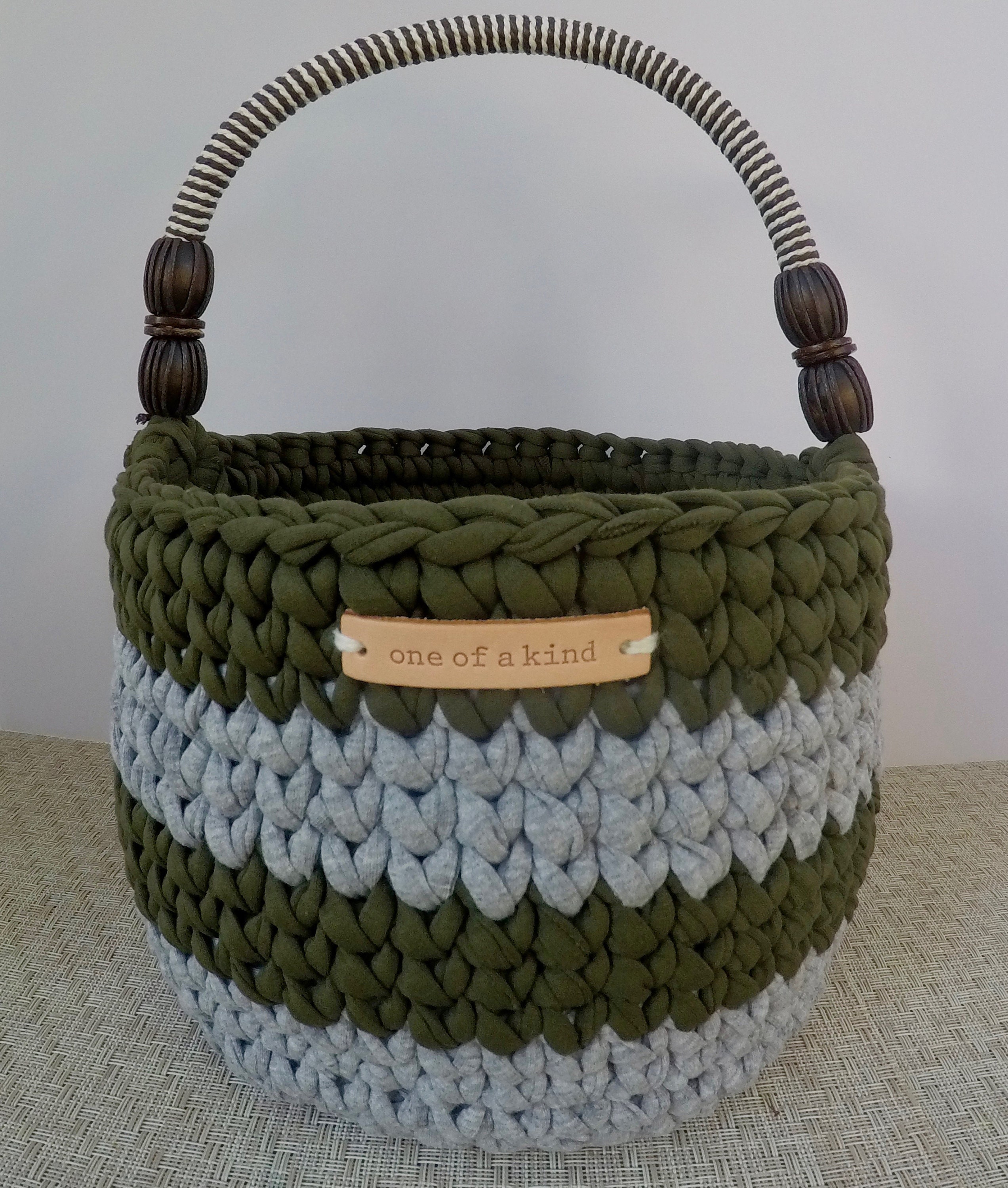 Cesta de almacenamiento verde oscuro / cesta hecha a mano / | Etsy