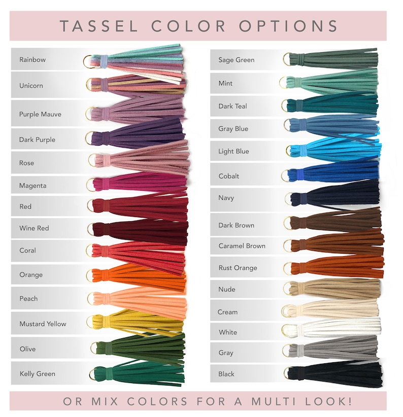 Long Suede Tassel | Option to add Personalized Charm | 23 + Custom Color Options image 3