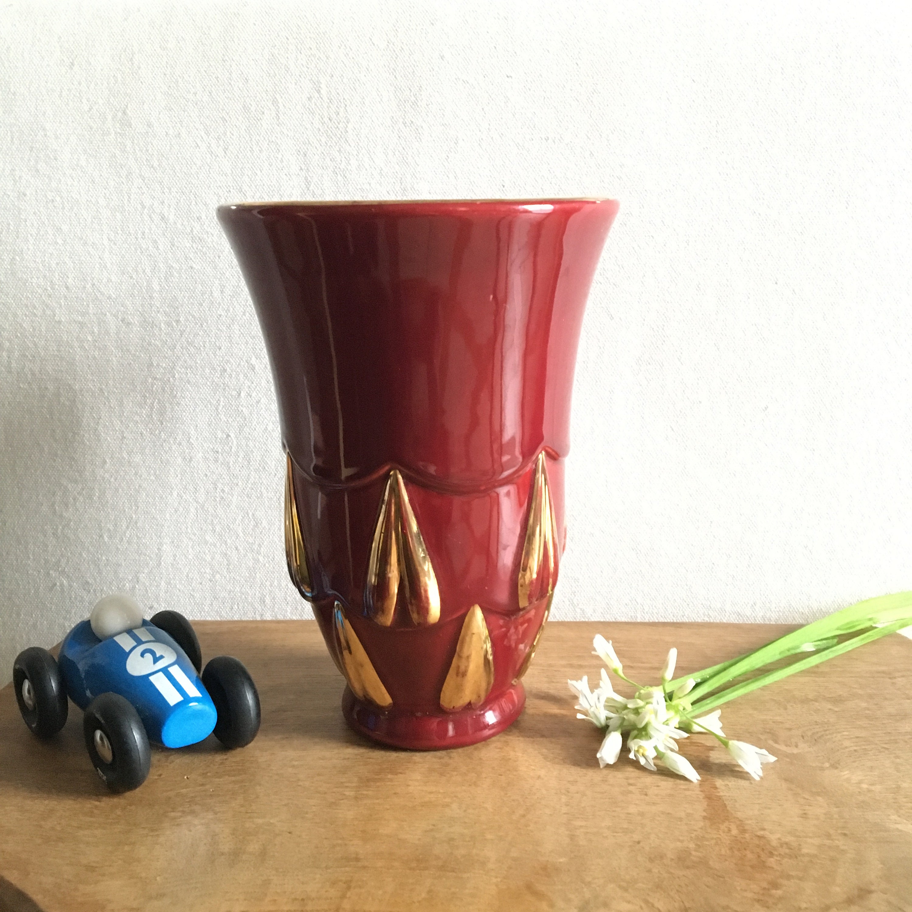 Vase Saint-Clément Dessiné Par Blanche Letalle, Vase Bordeau et Or