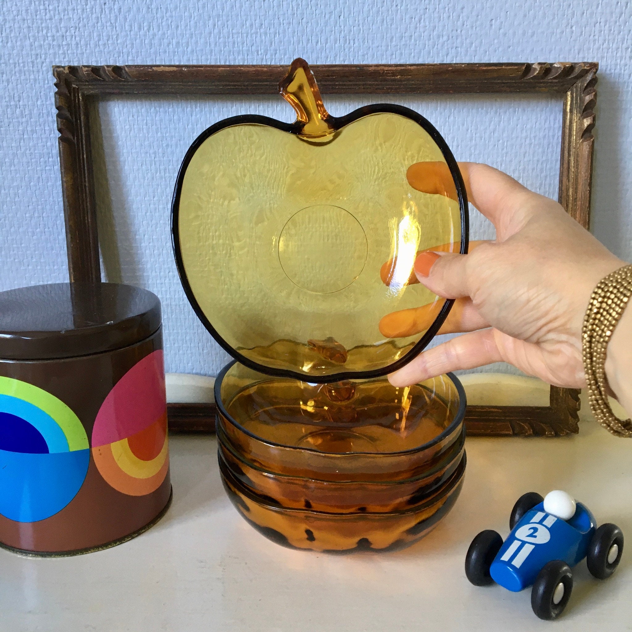 Grands Bols Ambrés en Forme de Pomme