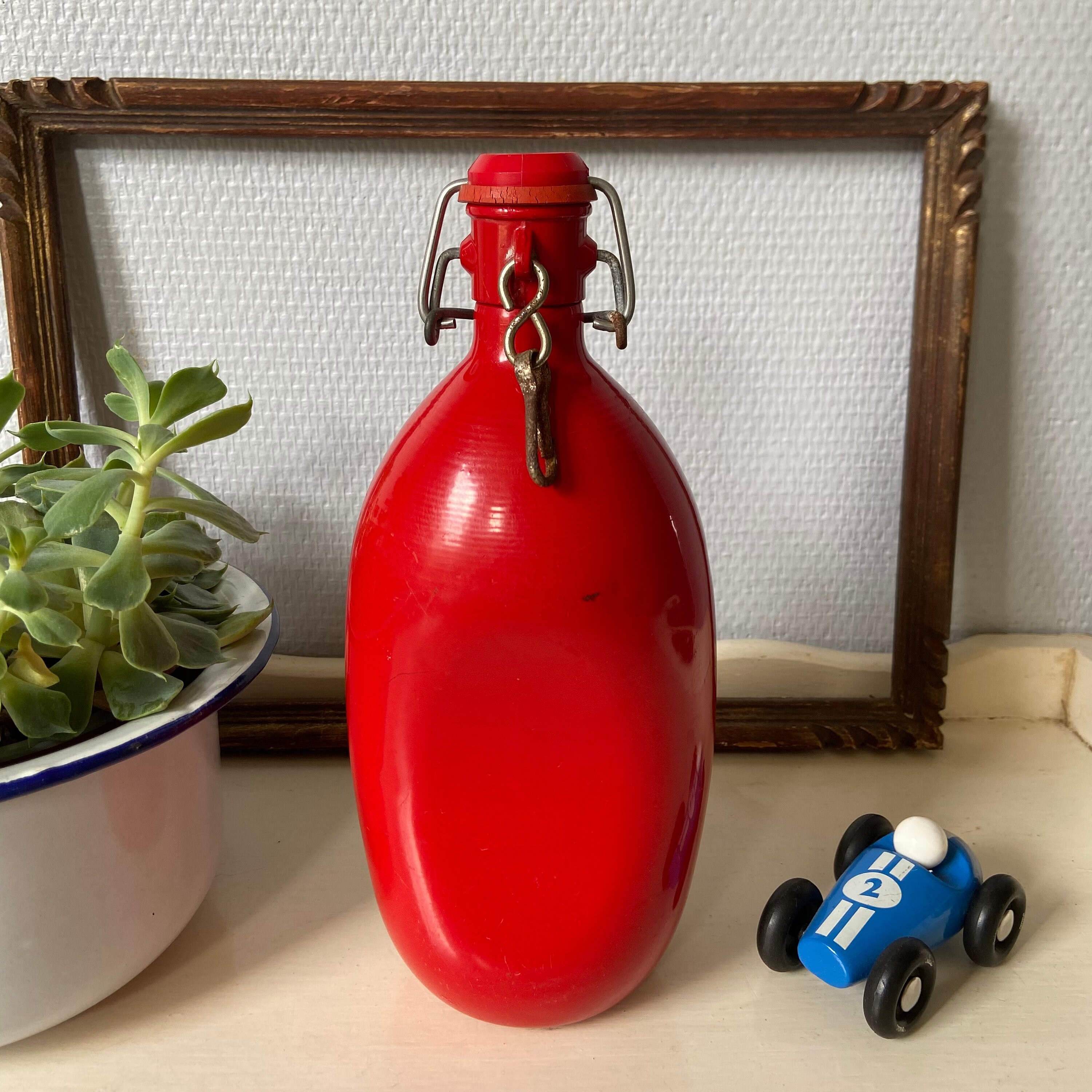 Gourde Vintage Le Grand Tétras 1L - Aluminium Rouge Avec Bouchon Mécanique - Made In France