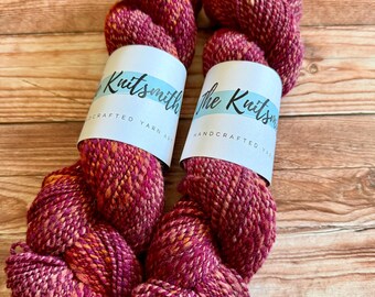 Rose Colored Glasses, Hand Spun Yarn, Non Superwash BFL, DK Weight