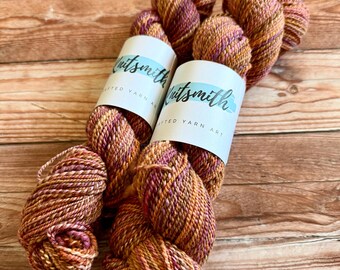 Flambe', Hand Spun Yarn, Non Superwash Polwarth, Fingering Weight