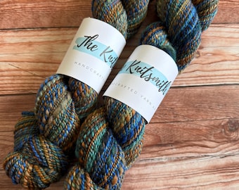 Copper Patina, Hand Spun Yarn, Non Superwash Merino, DK Weight