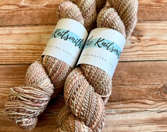 Rose Gold, Hand Spun Yarn, Non Superwash Merino Rambouillet, DK Weight