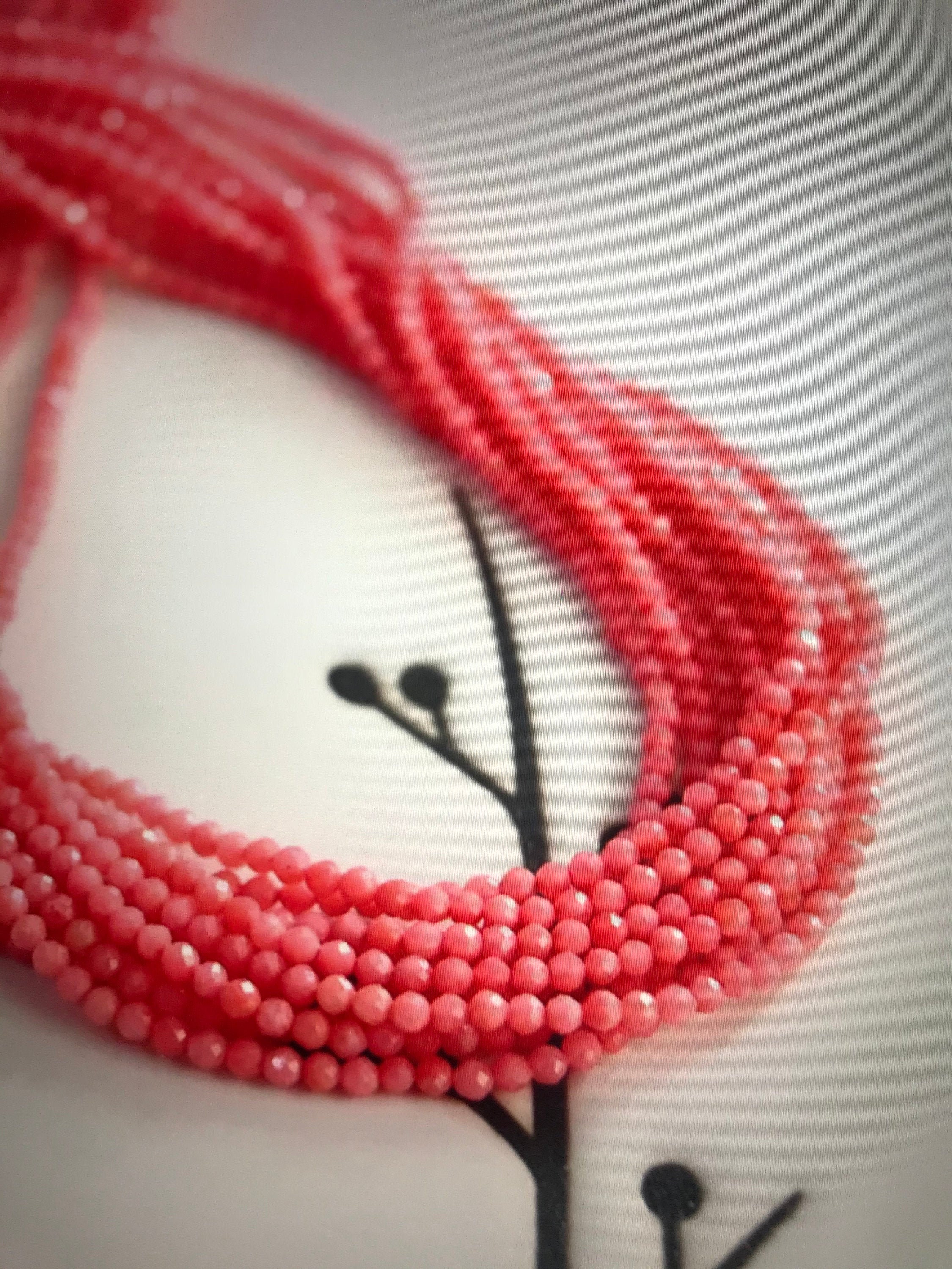 Natural Dyed Faceted Crystal Coral Seed Beads Etsy
