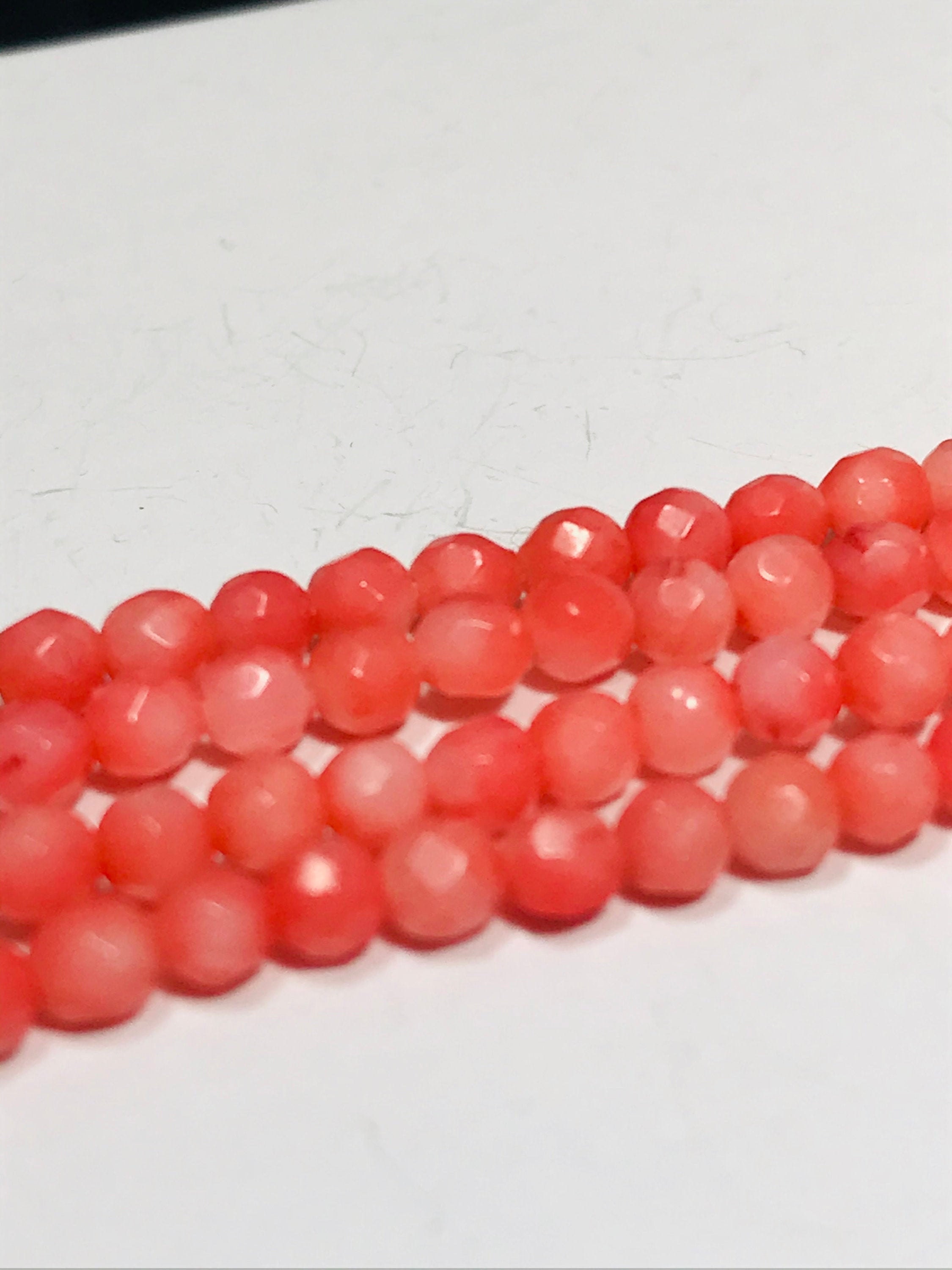 Natural Dyed Faceted Crystal Coral Seed Beads Etsy