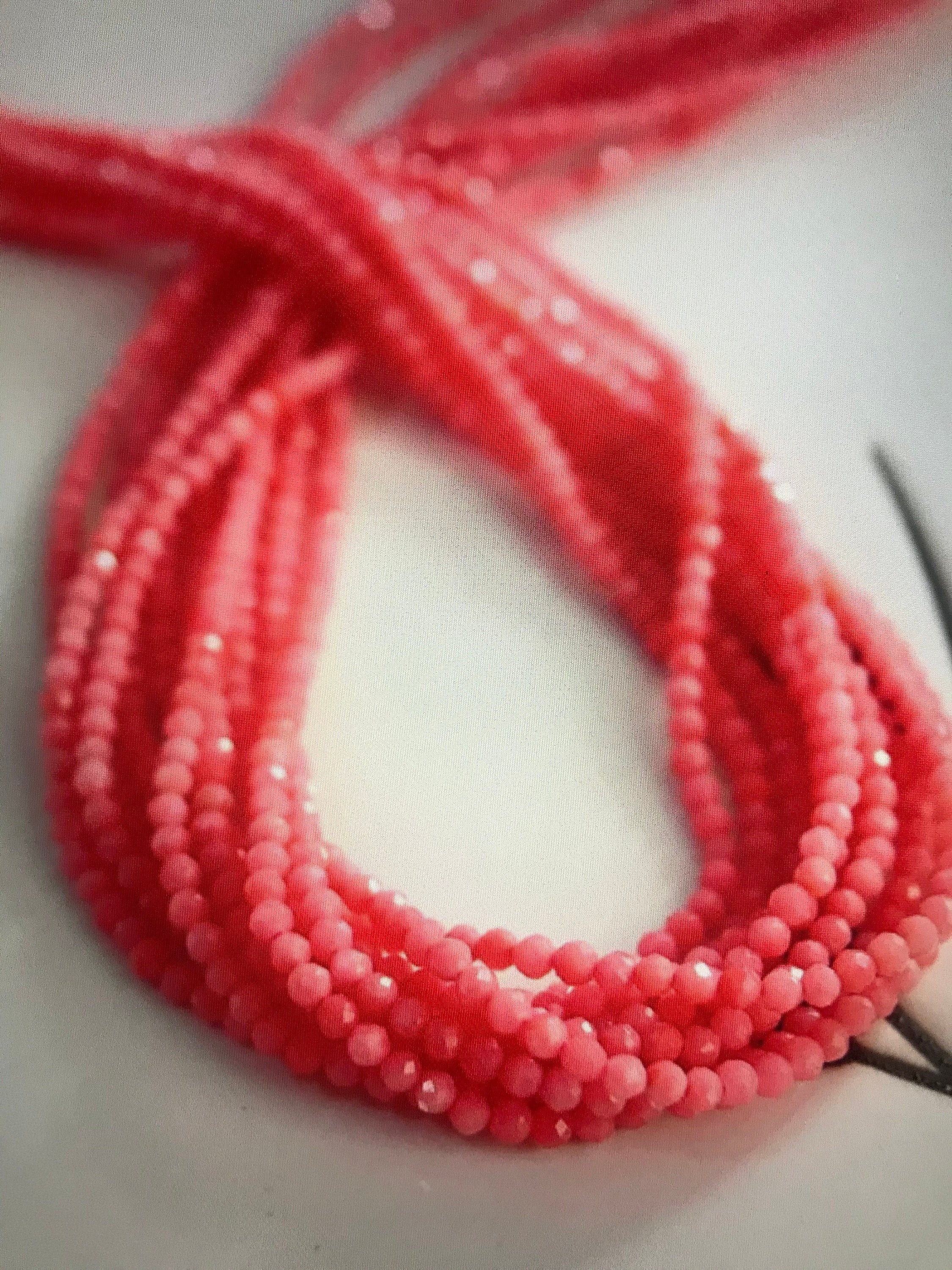 Natural Dyed Faceted Crystal Coral Seed Beads Etsy