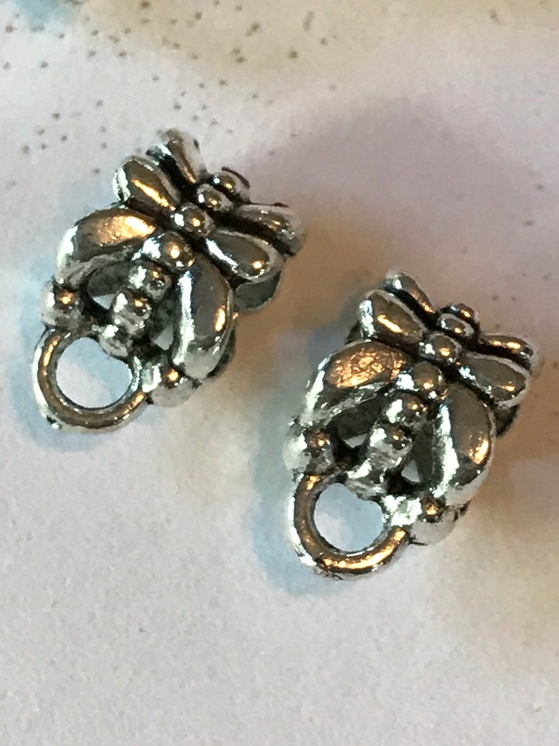 Tibetan Silver Flower Clasp Bails+7*11mm