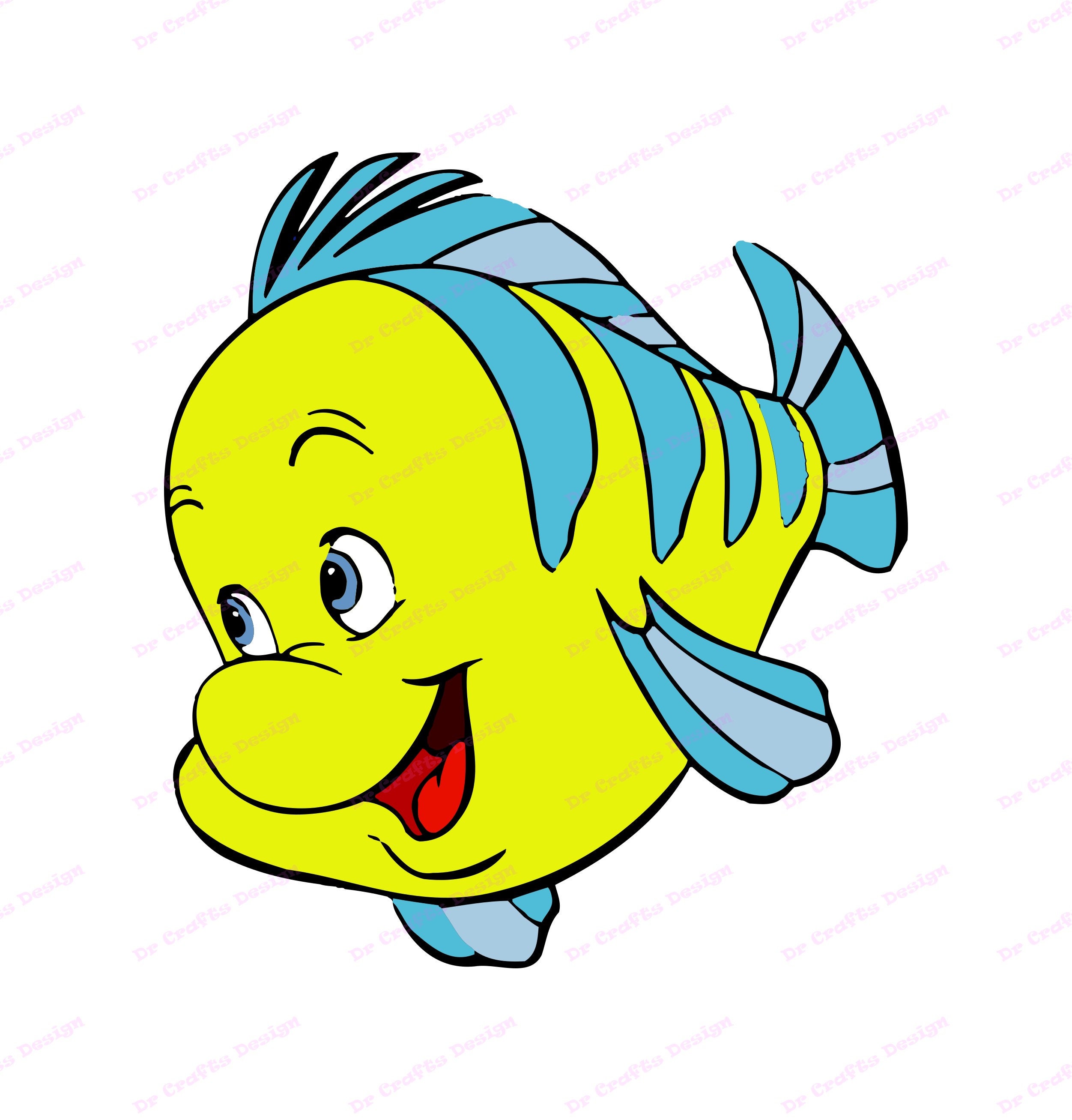 Flounder Little Mermaid SVG 1 Svg Dxf Cricut Silhouette Etsy Hong Kong