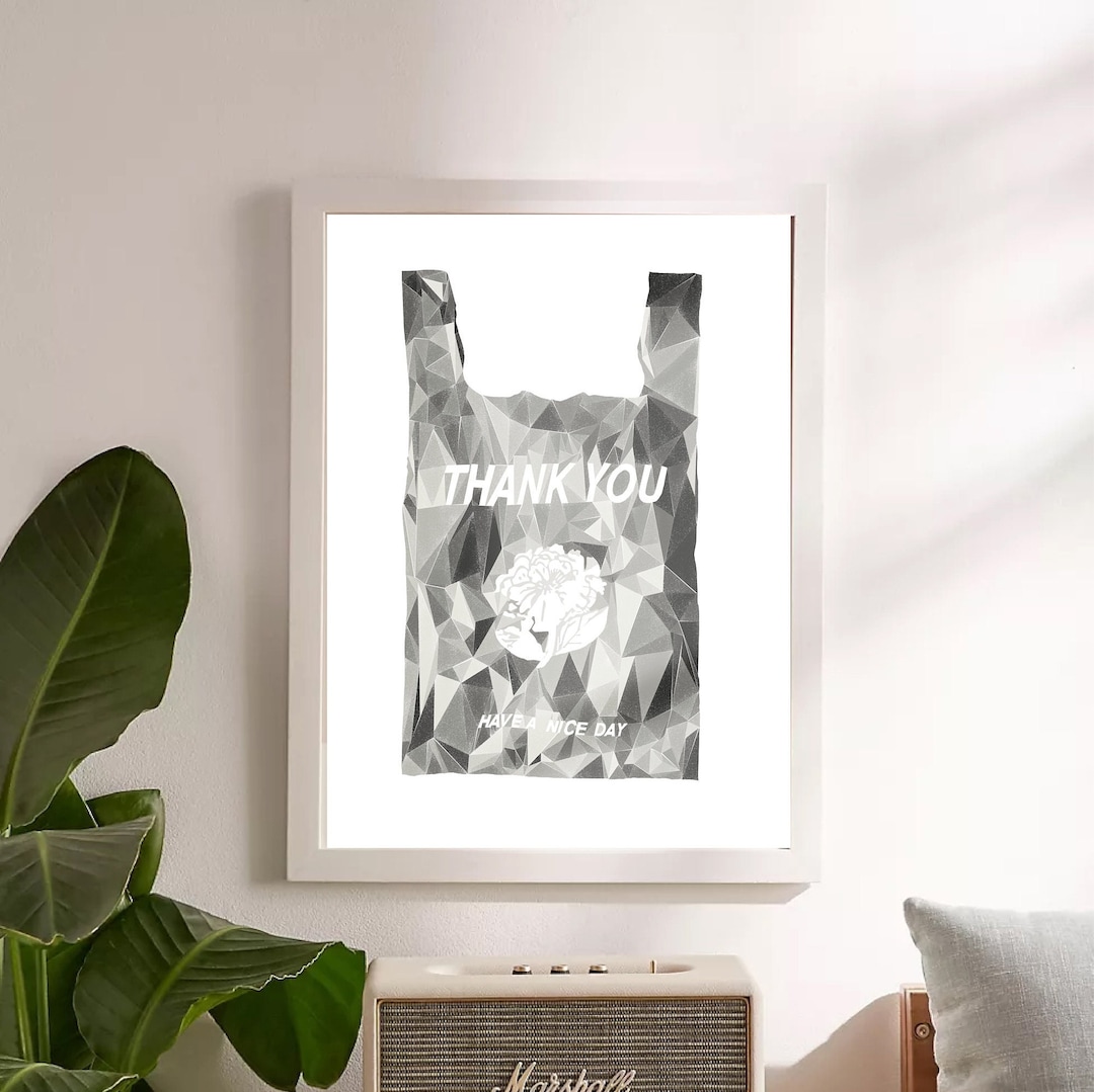 Thank You Trash Bag NYC Art Print Sustainable Gift Idea Black Etsy