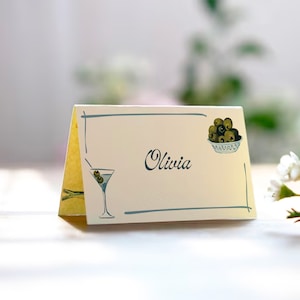 PLACE CARD Template Mediterranean Dinner Party Wedding Party Hand Drawn Illustrated Custom image 1