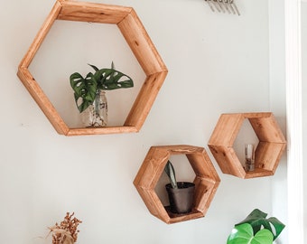 Hexagon Shelving, Honeycomb Shelves, Large and Small Shelves, Floating Hexagon Shelf, Home Decor, Floating Shelf