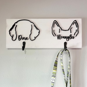 Personalized Dog Leash Holder, Dog Ears Sign, Dog Leash Hanger, Entryway Decor, Leash Holder, Gift for Dog Lover, Custom Dog Gift, Dog Name