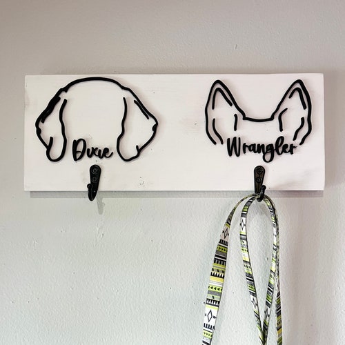 Personalized Dog Leash Holder Dog Ears Sign Dog Leash Etsy