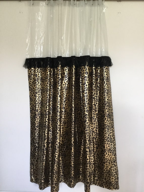 Distinctively Unique Leopard Shower Curtain In Black And Gold