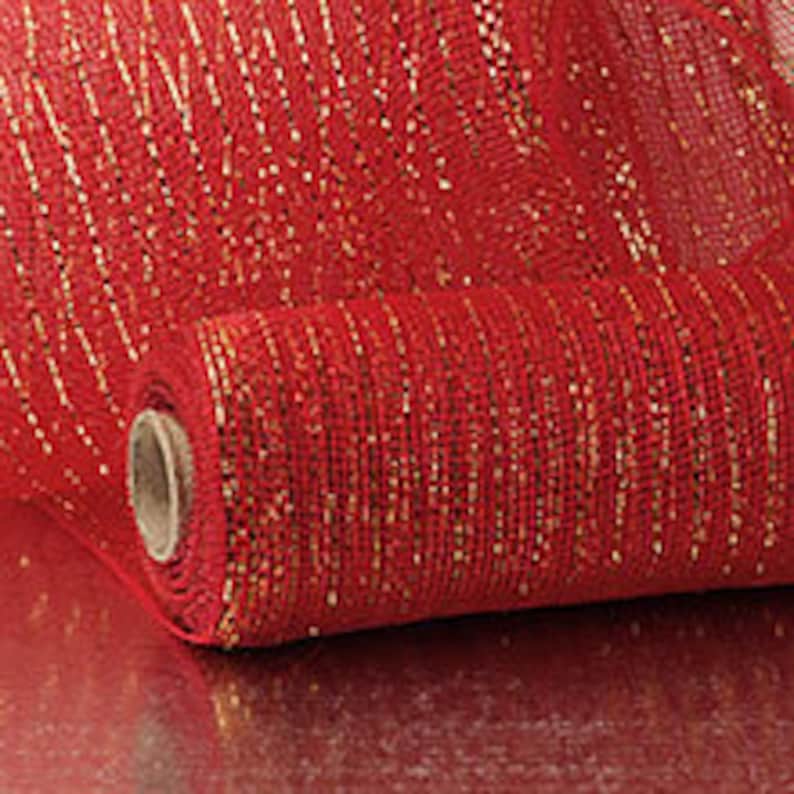 Red Gold Thread Metallic 21 Deco Mesh