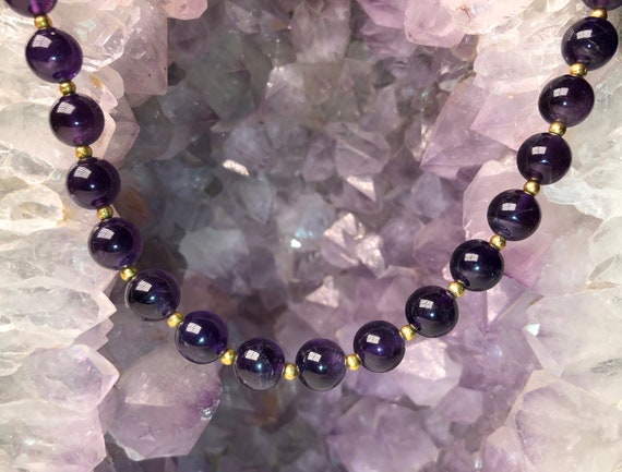 Vintage Deep Purple Amethyst Beaded Necklace - image 2