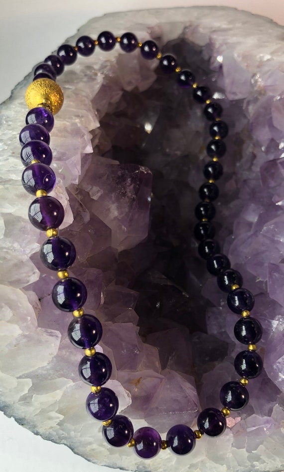 Vintage Deep Purple Amethyst Beaded Necklace - image 5