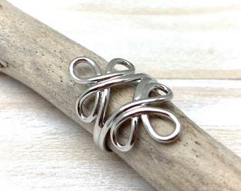 Silver Swirls Statement Ring Silver Swirl Cage Ring Long Statement Ring Flowers Swirls Meditation 925 Sterling Size 7 8 9