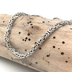 Squared Byzantine Silver Bracelet / 3mm Byzantine Bali Silver Bracelet / 3mm Barrel and Hook Bali Chain 6.5&quot;, 7&quot;, 7.5&quot;, 8&quot; /  925 Silver