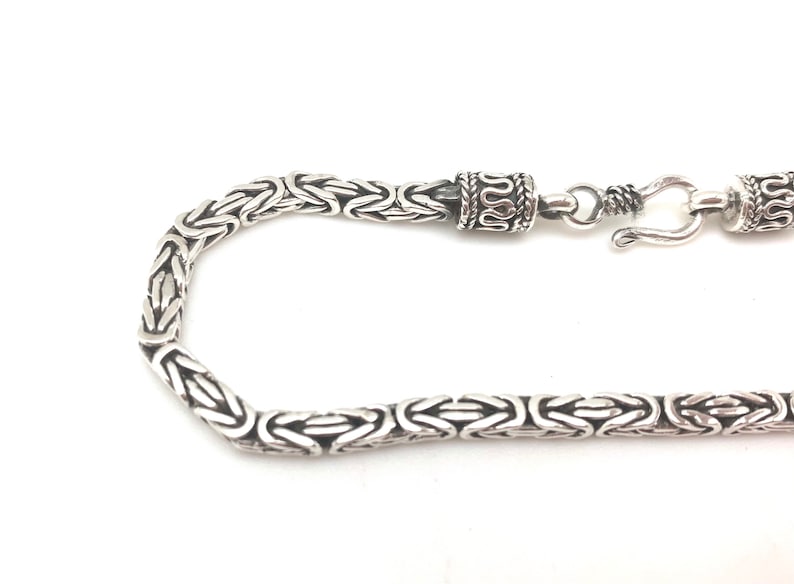 Handgjort 3 mm oxiderat sterlingsilver bysantinskt armband bild 6
