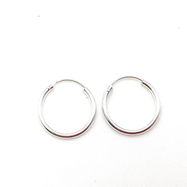 Small Sterling Silver Endless Hoop Earrings - 20mm