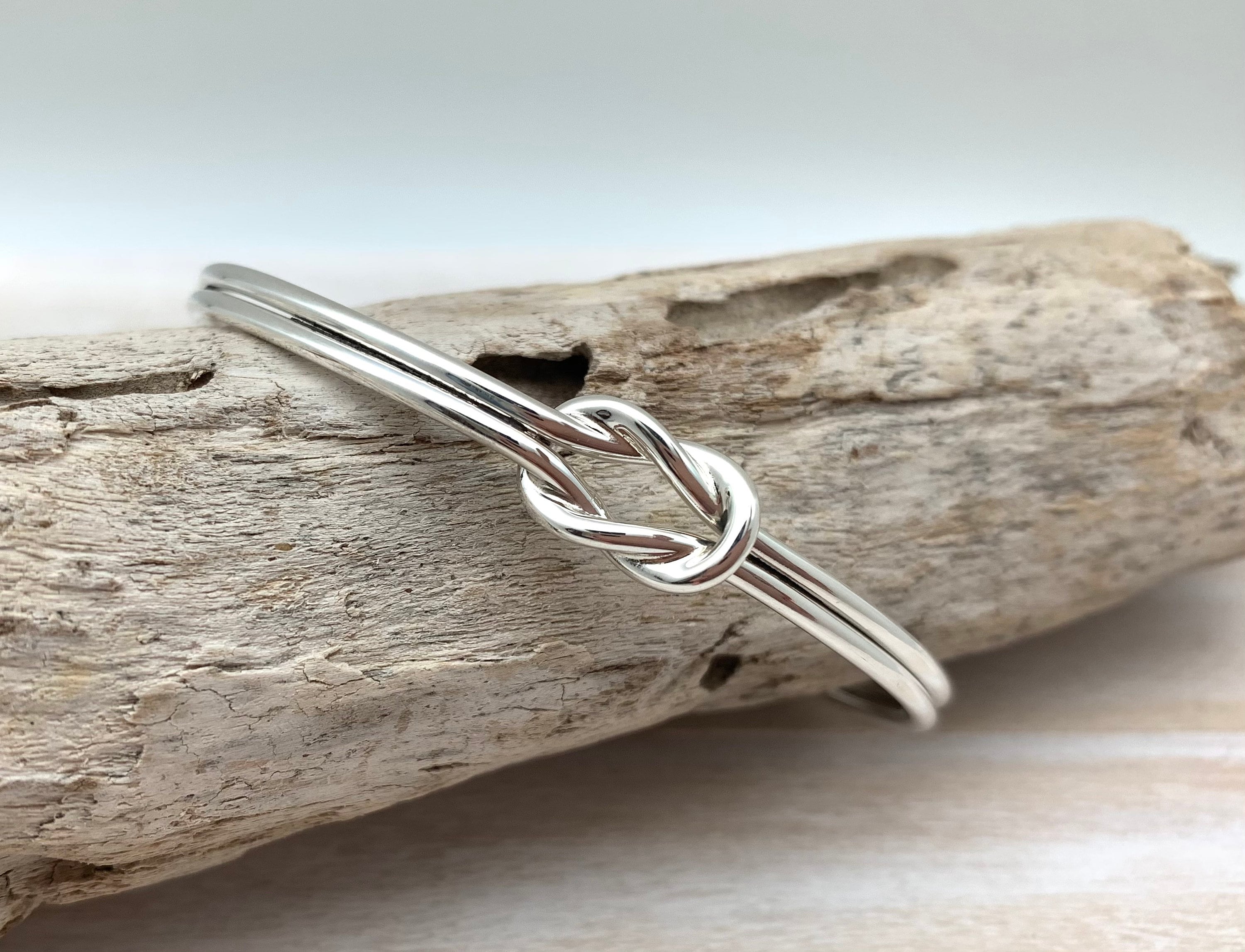 Silver Knot Cuff / Friendship Knot Cuff Bracelet / 6, 7, 8" Adjustable / Knot Sterling Bangle / Silver Gift / Friendship Cuff 925